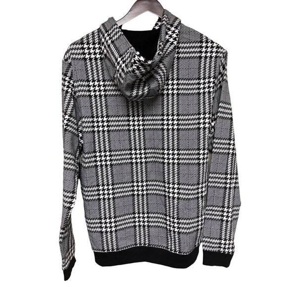 NEW! International Concepts Black White Plaid Hooded Sweatshirt Men's Small - Picture 3 of 8